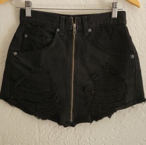 Carmar Zipper Distressed Denim Skirt Size 26